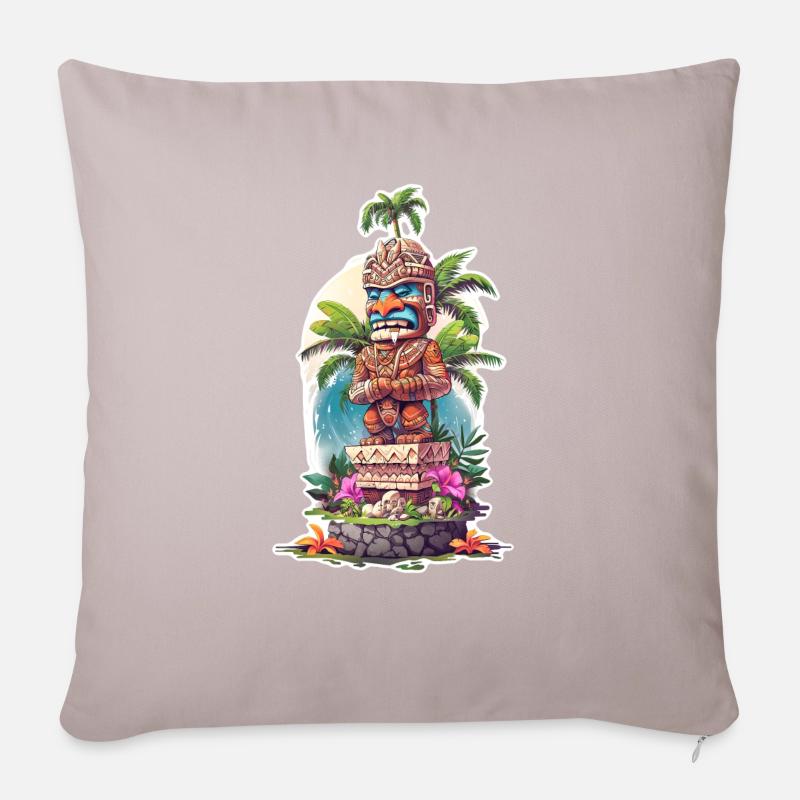 Tiki Statue - Housse de coussin décorative 45 x 45 cm - taupe clair