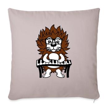 mignon nerd hérisson jouant clavier piano lunettes animal - Housse de coussin décorative 45 x 45 cm - taupe clair - Devant