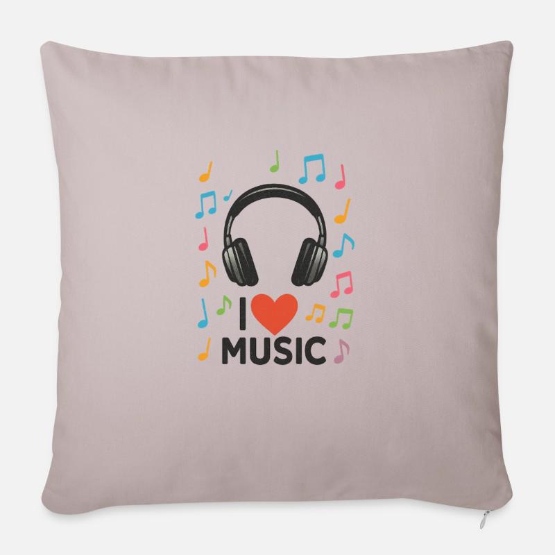 J’aime la musique - Housse de coussin décorative 45 x 45 cm - taupe clair