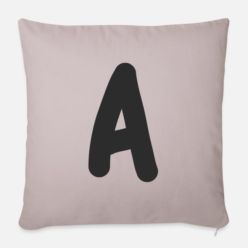 Buchstabe A - Sofakissenbezug 45 x 45 cm - helles Taupe
