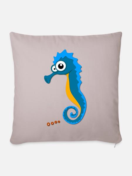 Seepferd Seahorse - Sofakissenbezug 45 x 45 cm - helles Taupe