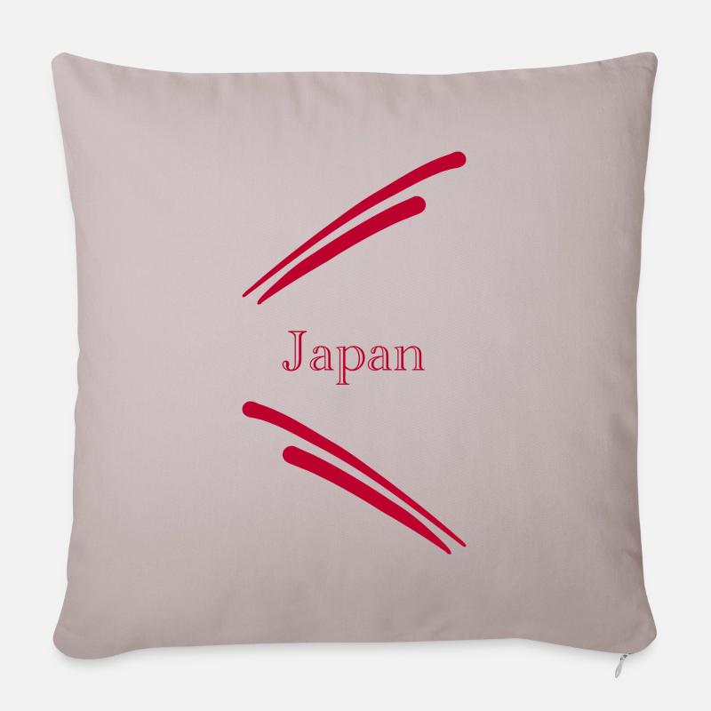 Japan Design - Rouge - Housse de coussin décorative 45 x 45 cm - taupe clair