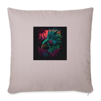Pfau mit Neonfarben, Synthwave / 80er Jahre - Sofakissenbezug 45 x 45 cm - helles Taupe - Vorne
