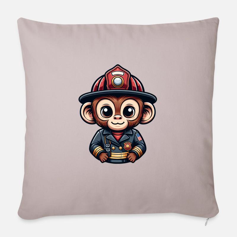 Cute Monkey Firefighter - Sofakissenbezug 45 x 45 cm - helles Taupe