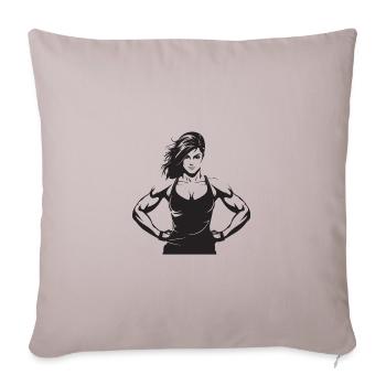 Femme Muscles Gym Musculation Fitness - Housse de coussin décorative 45 x 45 cm - taupe clair - Devant