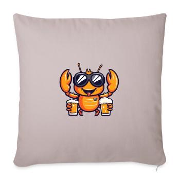 Homard, crabe, bière de ski - Housse de coussin décorative 45 x 45 cm - taupe clair - Devant