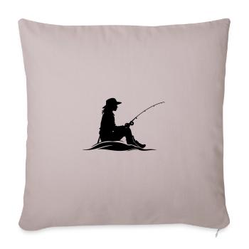 Fishing Woman Icon - Sofa pillowcase 17,3'' x 17,3'' (45 x 45 cm) - light taupe - Front