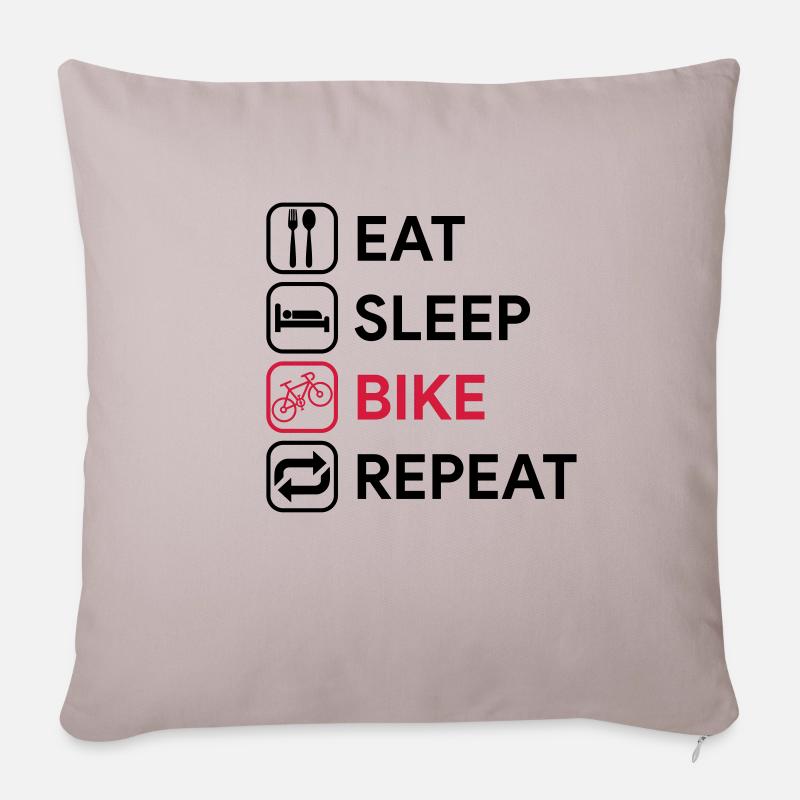 eat sleep bike repeat - Sofakissenbezug 45 x 45 cm - helles Taupe