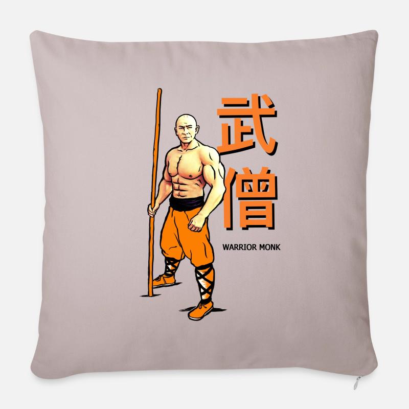 Shaolin Warrior Monk - Vollfarbe - Sofakissenbezug 45 x 45 cm - helles Taupe