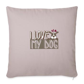 J'adore mon chien - Housse de coussin décorative 45 x 45 cm - taupe clair - Devant