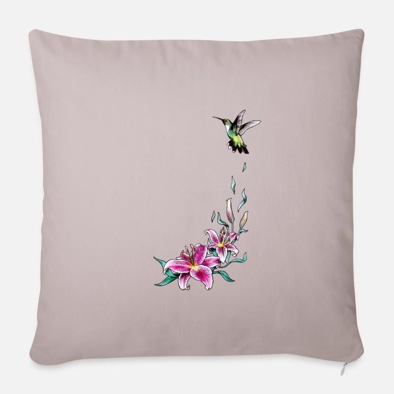 Lielie Blume Kolibri - Sofakissenbezug 45 x 45 cm - helles Taupe