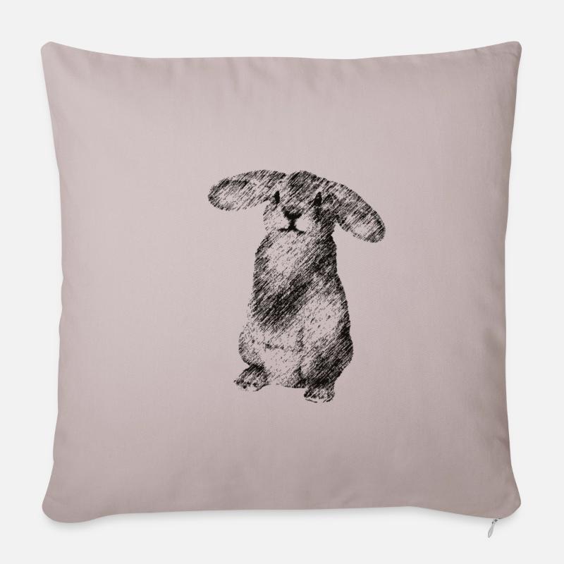 Schlappohr - Hase dunkel - Osterhase - Sofakissenbezug 45 x 45 cm - helles Taupe