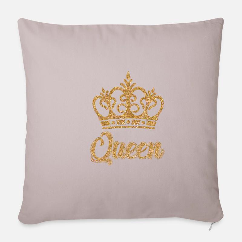 QUEEN KÖNIGIN KRONE - Sofakissenbezug 45 x 45 cm - helles Taupe