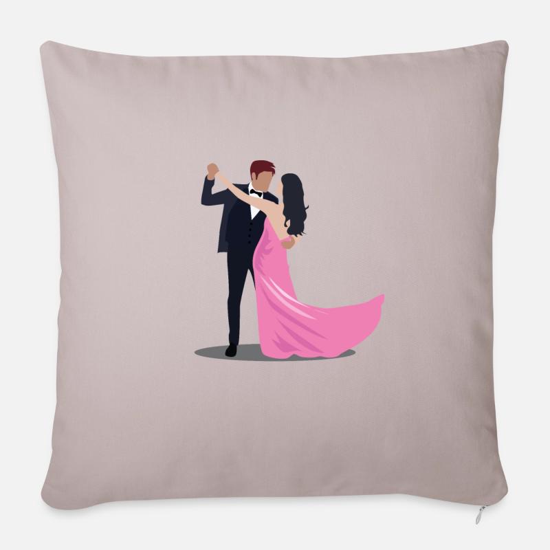 Dancing Silhouette Couple Dancers Romantic Dance - Sofakissenbezug 45 x 45 cm - helles Taupe