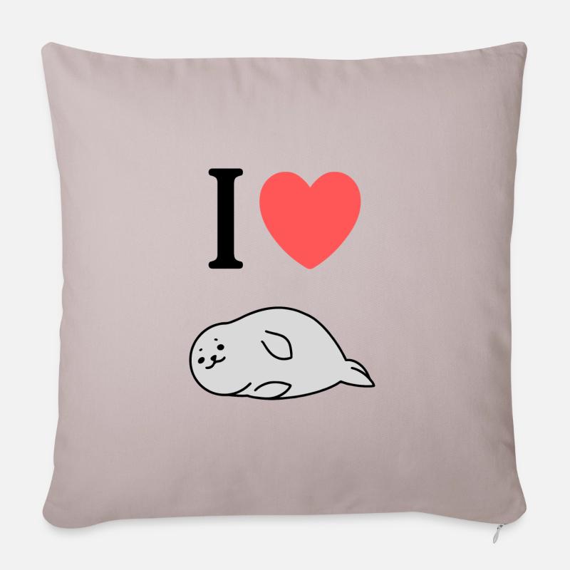 I love Robben / Seehunde / Seals - Sofakissenbezug 45 x 45 cm - helles Taupe