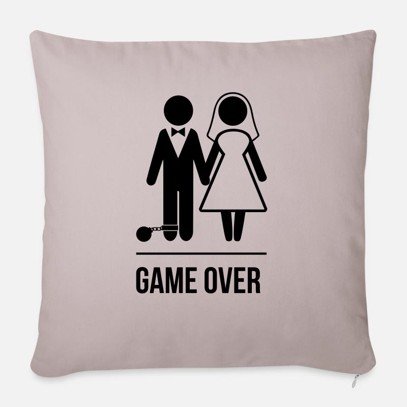 Game Over Hochzeit - Sofakissenbezug 45 x 45 cm - helles Taupe