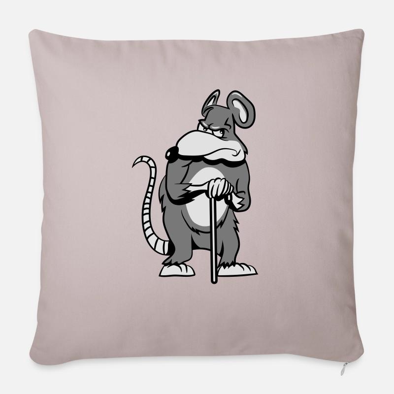 ratte alt schlecht gelaunt - Sofakissenbezug 45 x 45 cm - helles Taupe