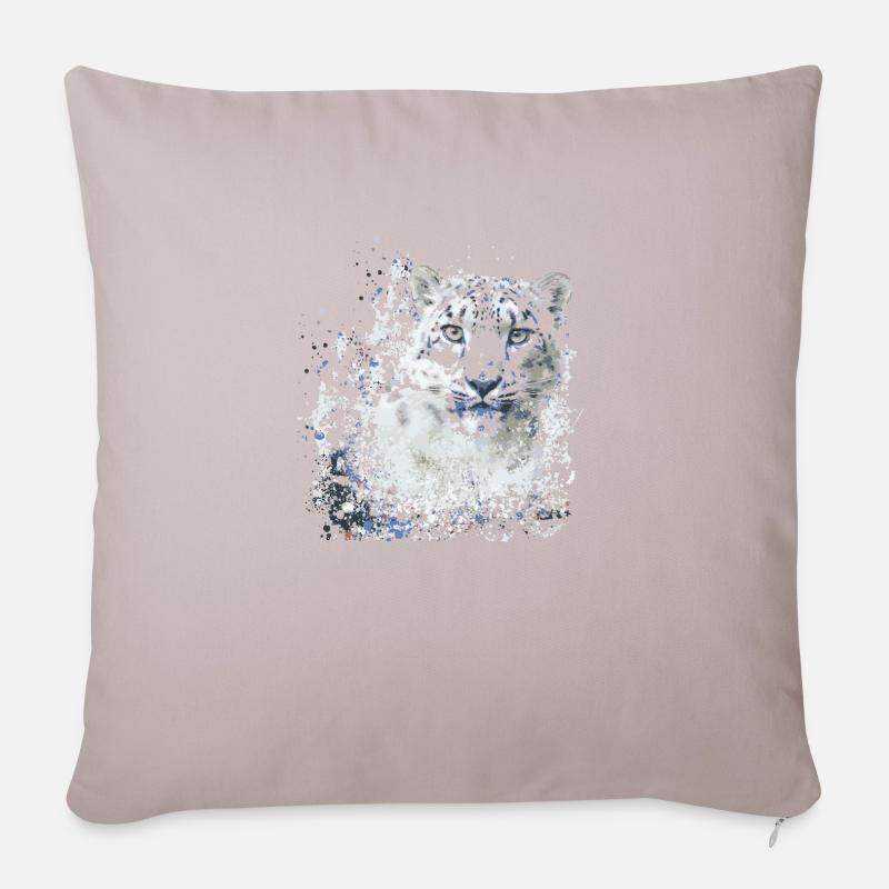 schneeleopard,katze,leopard, jaguar,weiss - Sofakissenbezug 45 x 45 cm - helles Taupe