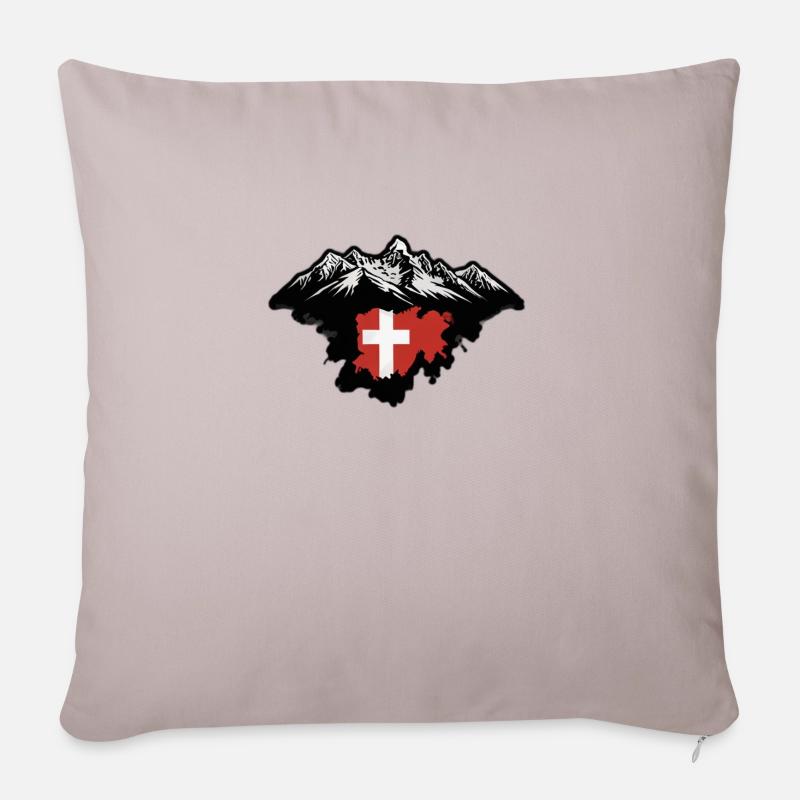 Schweizer Flagge - Sofakissenbezug 45 x 45 cm - helles Taupe