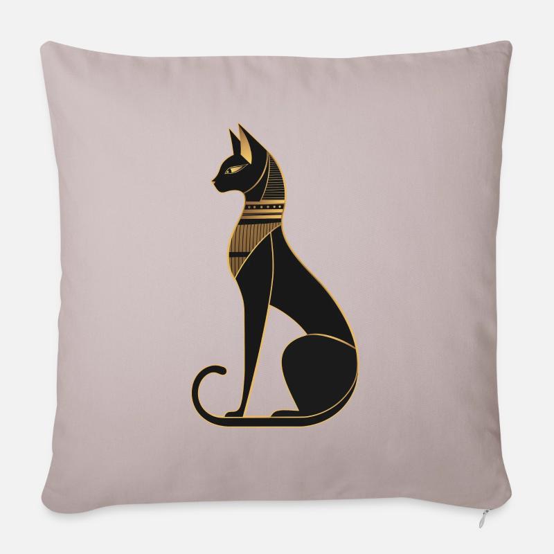 Ägyptische Katze - Sofakissenbezug 45 x 45 cm - helles Taupe