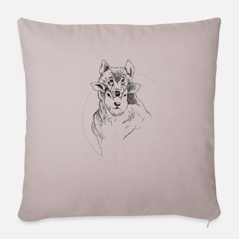 Schaf und Wolf - Sofakissenbezug 45 x 45 cm - helles Taupe