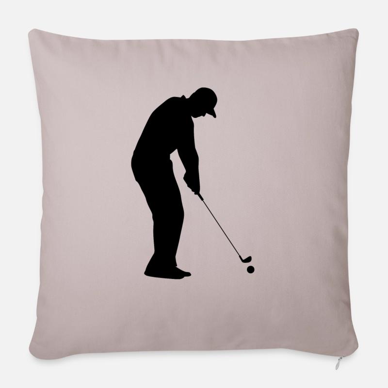 Golf Golfer Golfer Terrain de golf - Housse de coussin décorative 45 x 45 cm - taupe clair