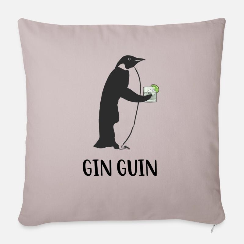 Gin Guin | Penguin with Gin Bartender - Sofa pillowcase 17,3'' x 17,3'' (45 x 45 cm) - light taupe