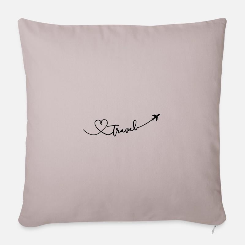 Travel Liebe mit Flugzeug - Sofakissenbezug 45 x 45 cm - helles Taupe