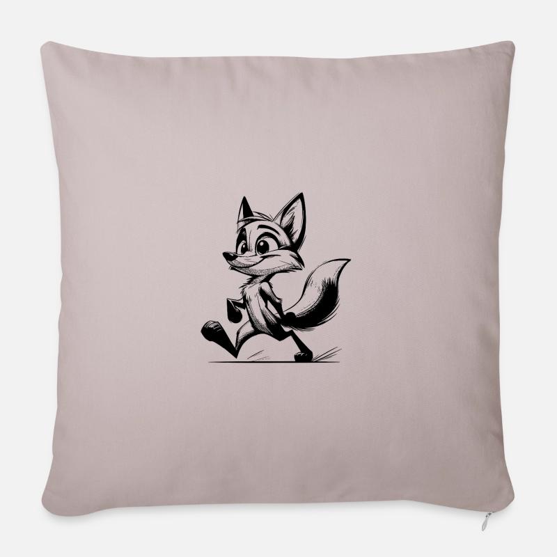 Fuchs Zeichnung Schlitzohr Fuchs - Sofakissenbezug 45 x 45 cm - helles Taupe
