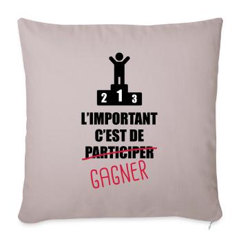 L'important c'est de participer,gagner - Housse de coussin décorative 45 x 45 cm - taupe clair - Devant