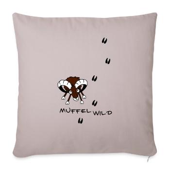 Mufflon mit Spuren - Sofakissenbezug 45 x 45 cm - helles Taupe - Vorne