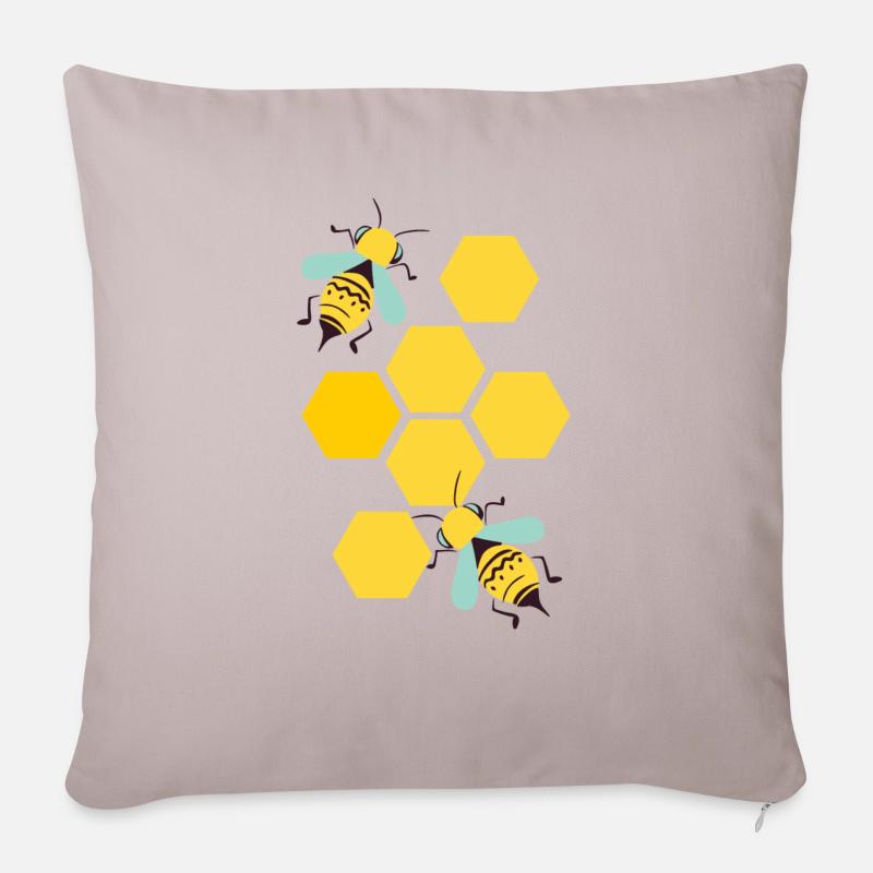 Bienen - Sofakissenbezug 45 x 45 cm - helles Taupe