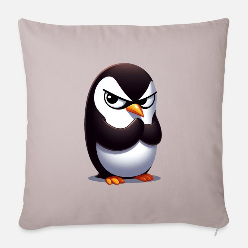 Pinguin Lustige Tiere - Sofakissenbezug 45 x 45 cm - helles Taupe