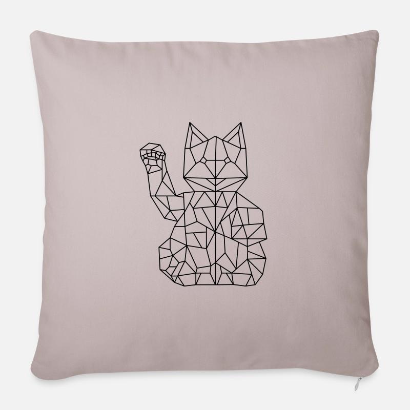 Fortune Cat Maneki-neko Polygon - Sofakissenbezug 45 x 45 cm - helles Taupe
