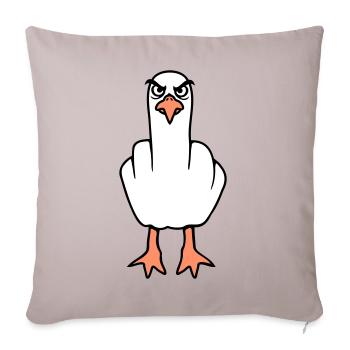 Mouette majeur insulte doigt puant vilain - Housse de coussin décorative 45 x 45 cm - taupe clair - Devant