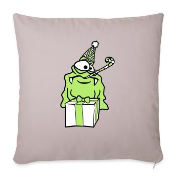anniversaire seul solitaire triste célébrant des cadeaux - Housse de coussin décorative 45 x 45 cm - taupe clair - Devant