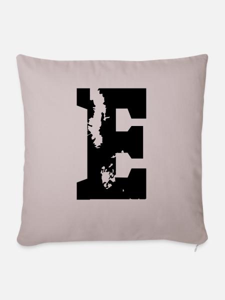 E - Buchstabe - Sofakissenbezug 45 x 45 cm - helles Taupe