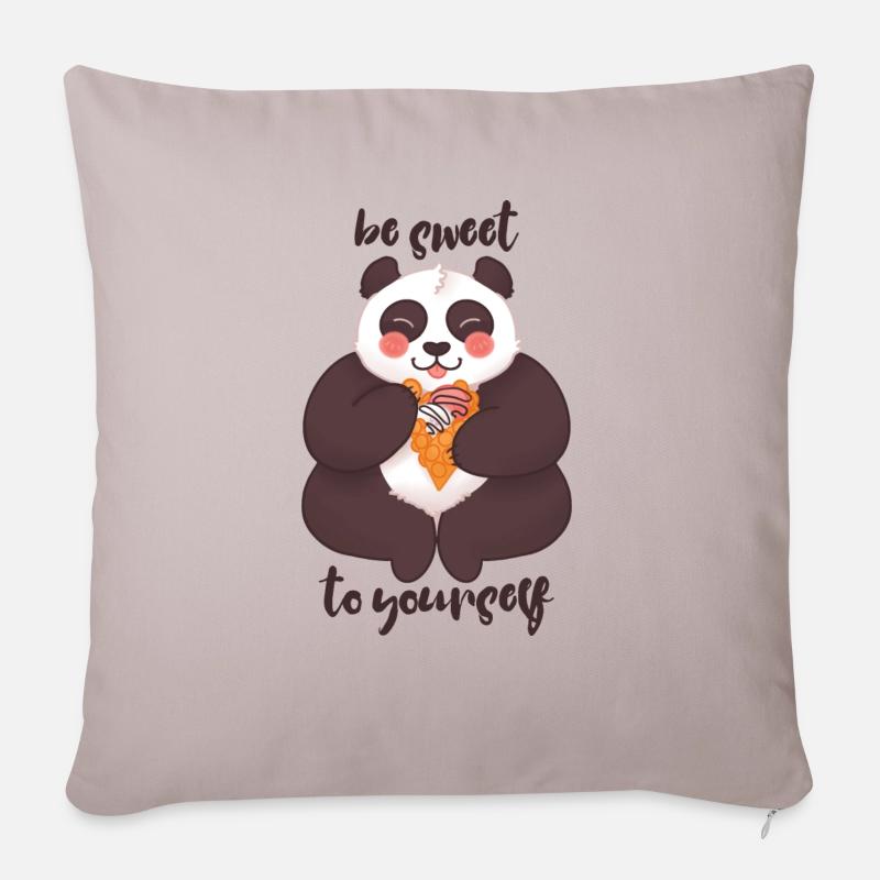 Be Sweet To Yourself - Panda - Sofakissenbezug 45 x 45 cm - helles Taupe
