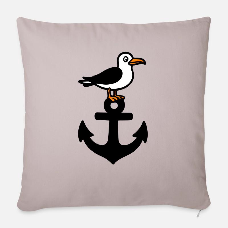Anker Möwe Hafen - Sofakissenbezug 45 x 45 cm - helles Taupe