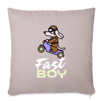 Fast Boy Teckel Chien Cadeau Wiener Dog - Housse de coussin décorative 45 x 45 cm - taupe clair - Devant
