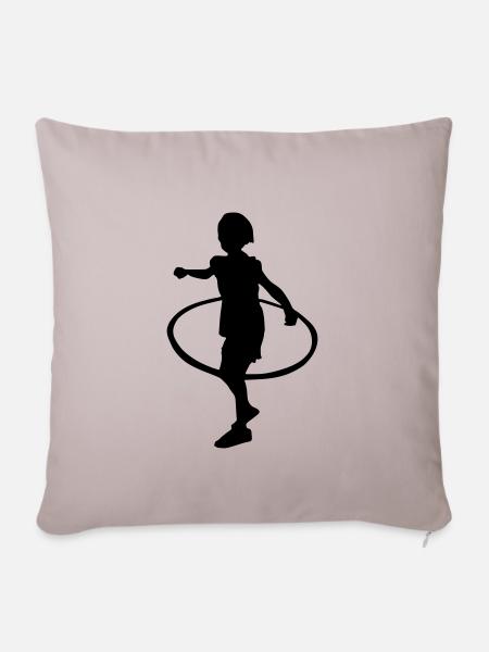 mädchen hula hoop - Sofakissenbezug 45 x 45 cm - helles Taupe