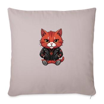 Biker Metal Cat red - Sofakissenbezug 45 x 45 cm - helles Taupe - Vorne