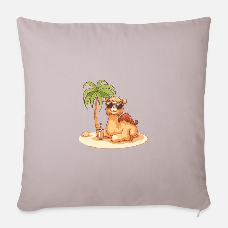 Kamel Sommer Strand Comic - Sofakissenbezug 45 x 45 cm - helles Taupe