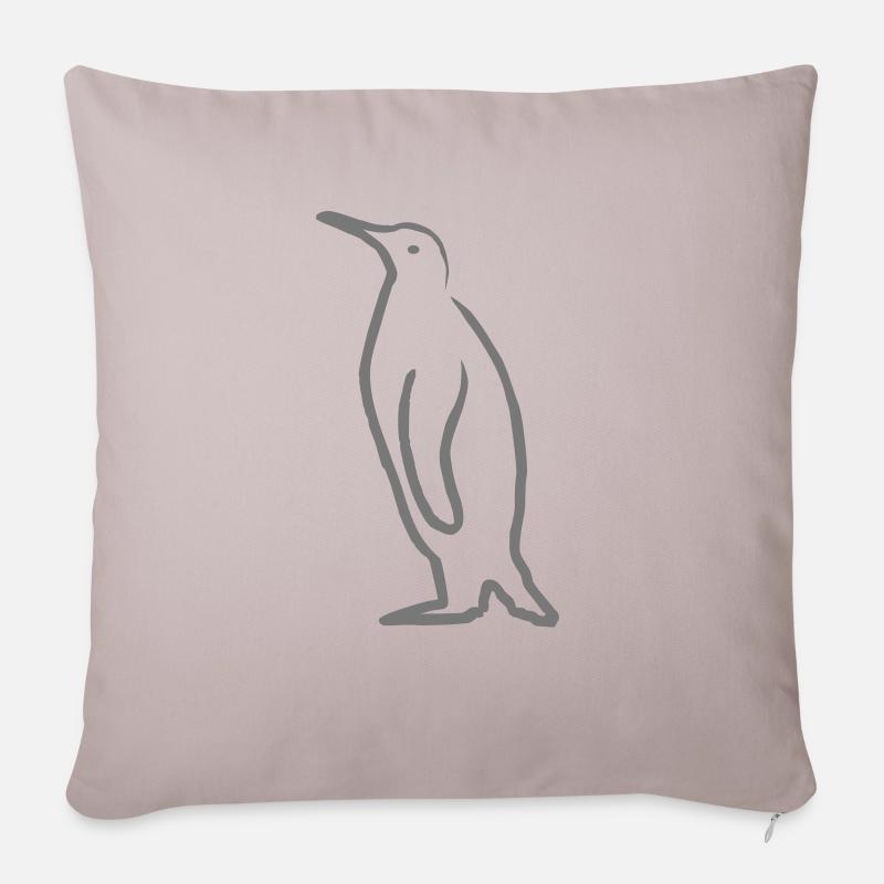 Pinguin - Sofakissenbezug 45 x 45 cm - helles Taupe