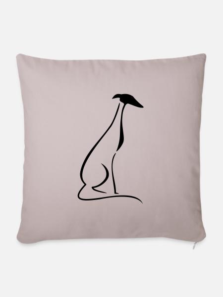 Sitzender Windhund - Sofakissenbezug 45 x 45 cm - helles Taupe