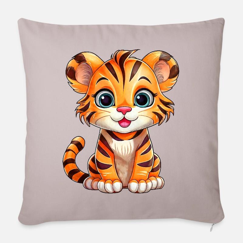Kleiner Tiger - Sofakissenbezug 45 x 45 cm - helles Taupe