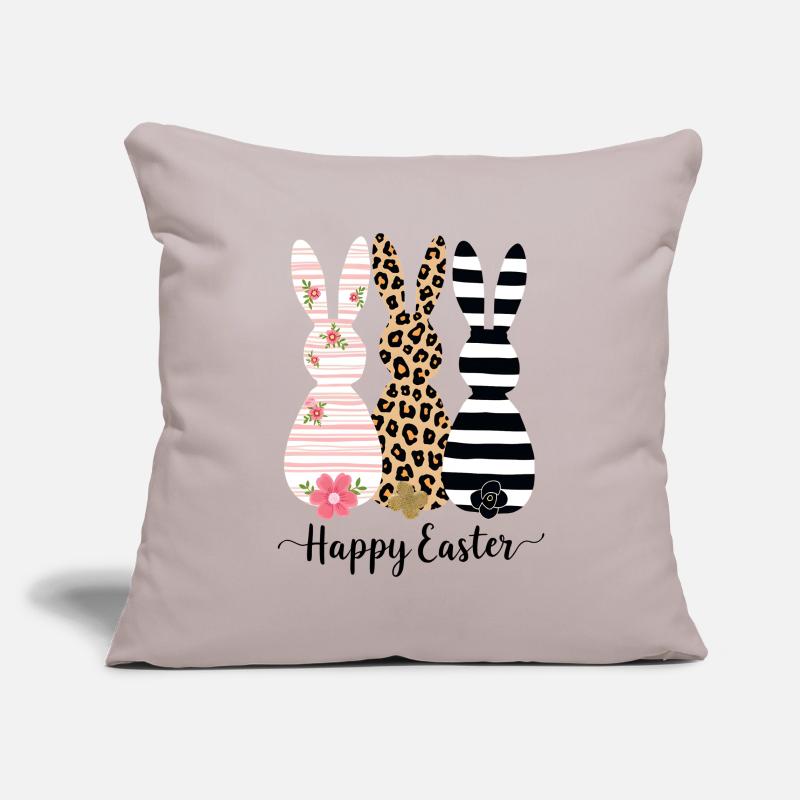 Joyeuses Pâques - 3 lapins de Pâques vous souhaitent de joyeuses Pâques Housse de coussin décorative 45 x 45 cm