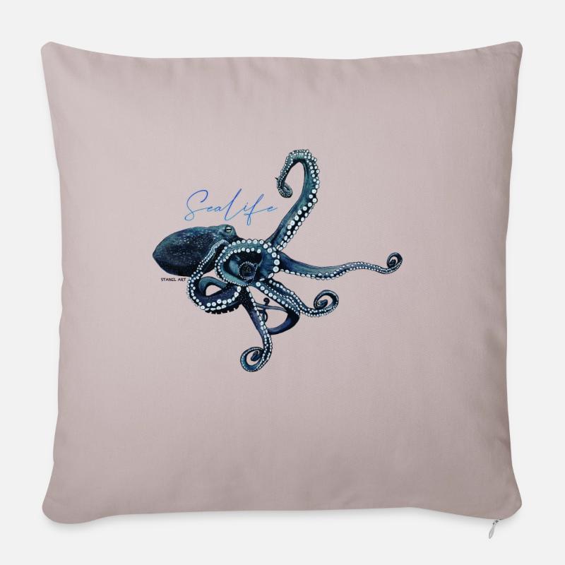 Oktopus - Krake - Sofakissenbezug 45 x 45 cm - helles Taupe