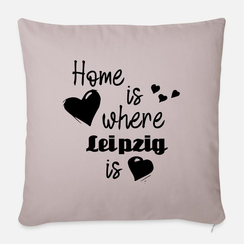 Zuhause in Leipzig - Home is where Leipzig is - Sofakissenbezug 45 x 45 cm - helles Taupe