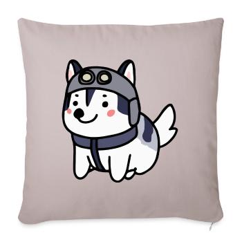 Husky chien pilote Malamute - Housse de coussin décorative 45 x 45 cm - taupe clair - Devant